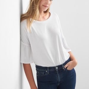Gap Soft Knit Tees White Flutter Sleeve